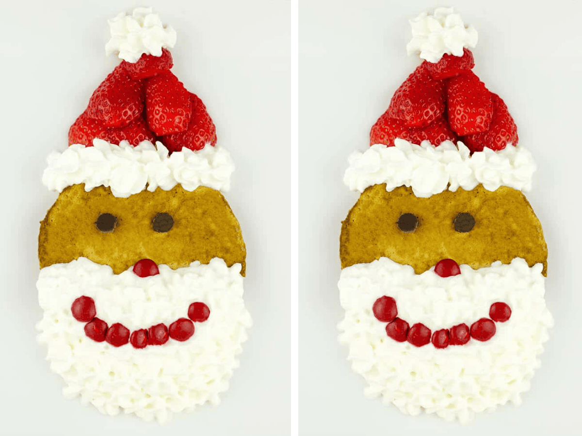 collage of Santa pancakes with face