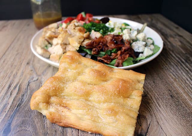 plate of food and side of flat bread