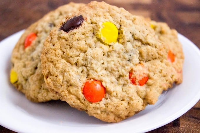 Baked oatmeal cookies on a plate