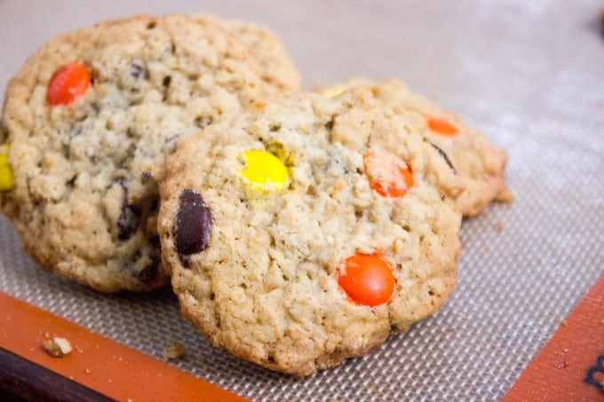 Pile of cookies on a baking sheet