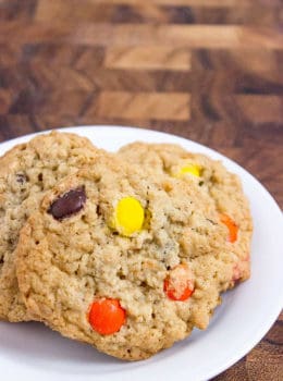 Chewy, crispy Oatmeal Reese's Peanut Butter Cookies are rich and moist dessert, a perfect addition to your lunchbox or even as a morning snack.