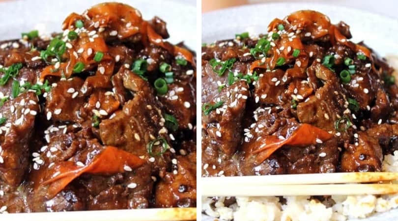 Spicy Tangerine Beef with Carrot Ribbons - Dinner, then Dessert