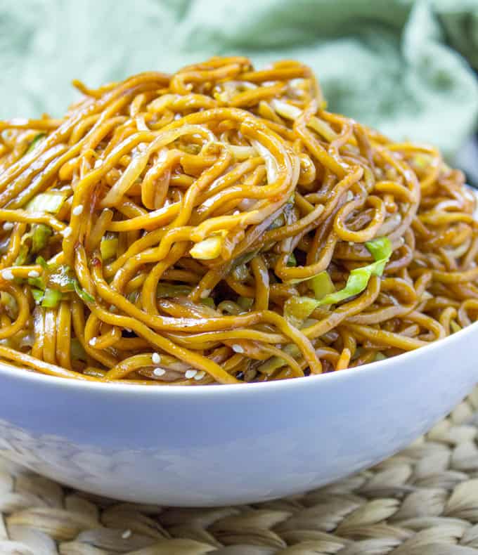 Classic Chinese Chow Mein with authentic ingredients and easy ingredient swaps to make this a pantry meal in a pinch! 