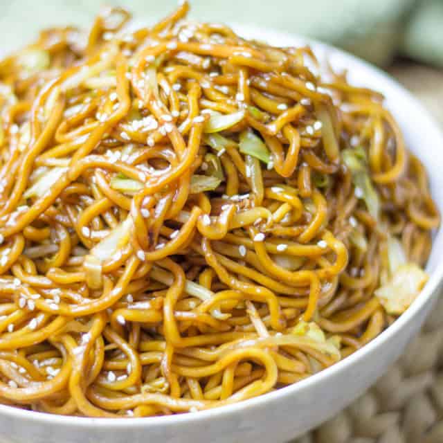 Classic Chinese Chow Mein with authentic ingredients and easy ingredient swaps to make this a pantry meal in a pinch!