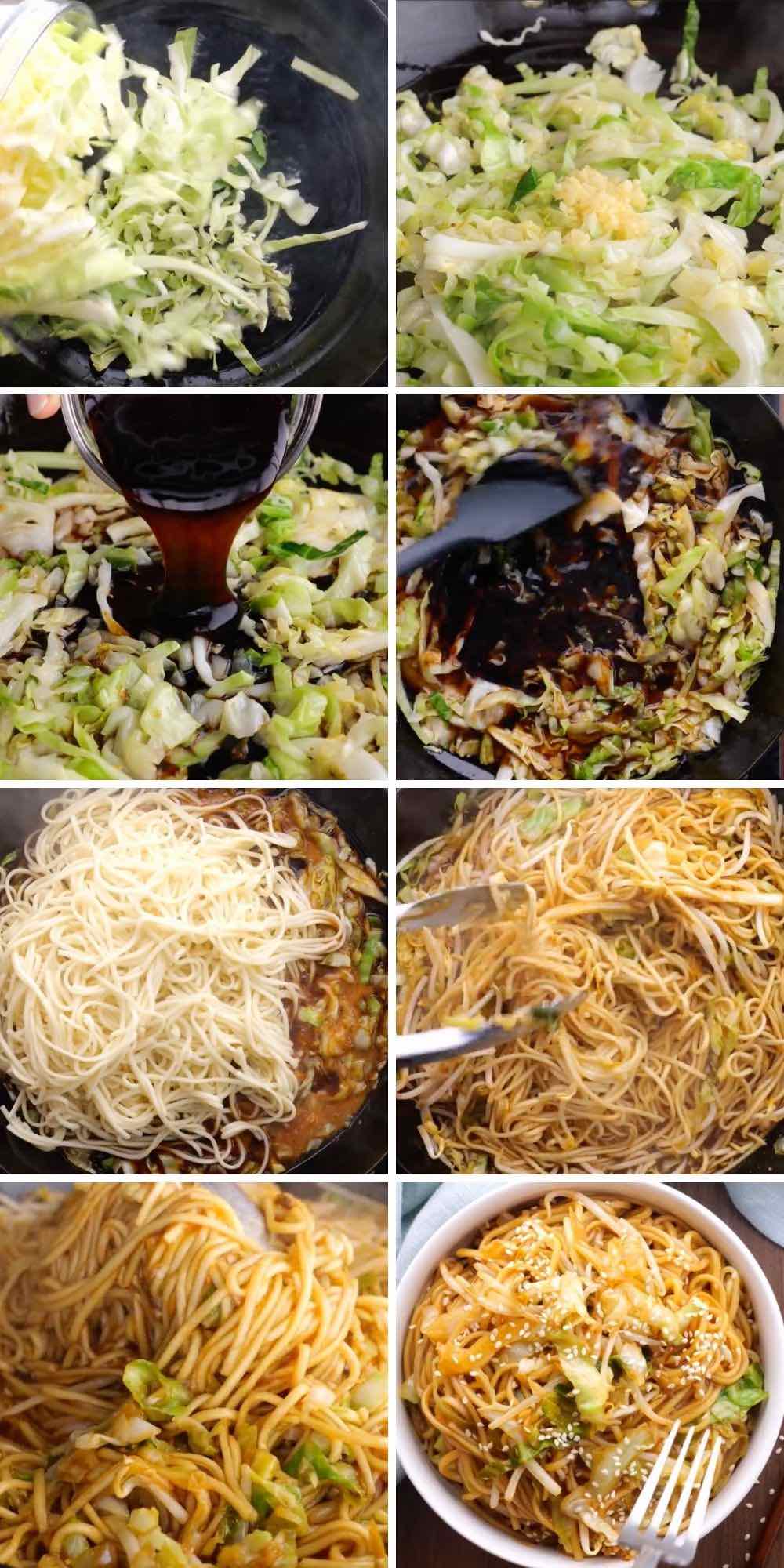 Classic Chinese Chow Mein Collage of prep steps