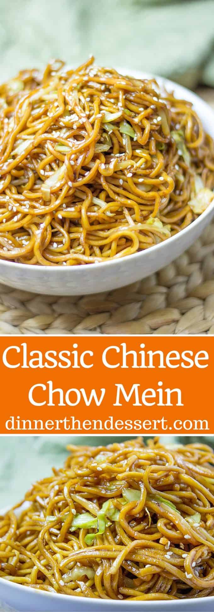 Classic Chinese Chow Mein with authentic ingredients and easy ingredient swaps to make this a pantry meal in a pinch!