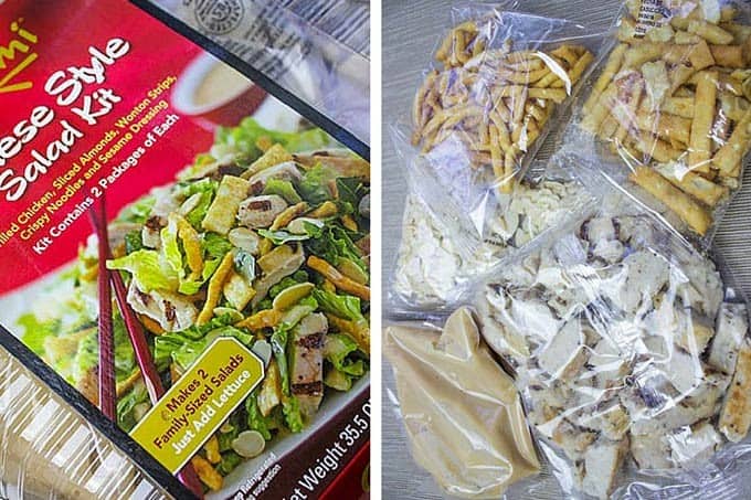 collage of store bought salad kit
