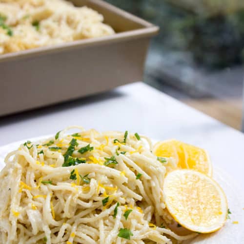 Creamy Lemon Baked Pasta 5 Ingredients Dinner Then Dessert