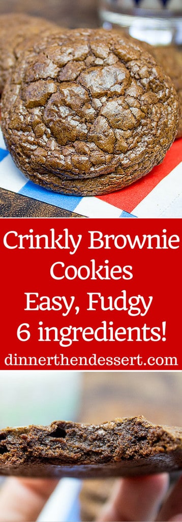 Don't be fooled by the fact that they only have 6 ingredients, these Crinkly Brownie Cookies are rich, fudgy and totally addicting!
