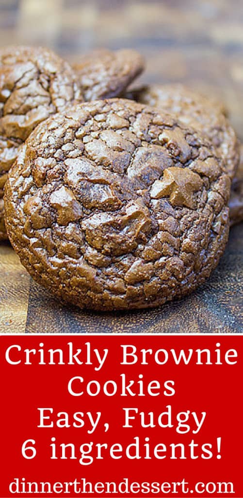 Don't be fooled by the fact that they only have 6 ingredients, these Crinkly Brownie Cookies are rich, fudgy and totally addicting!