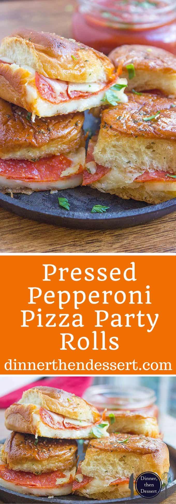 Pressed Pepperoni Pizza Party Rolls are crispy, cheesy, dippable and perfect make ahead for serving a crowd!