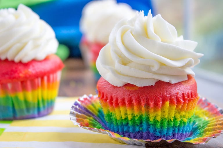 Rainbow Cupcakes With Vanilla Cloud Frosting - Dinner, Then Dessert