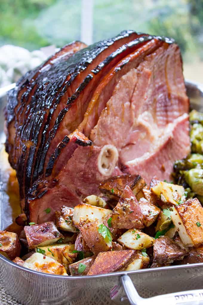 Campfire Sugar Ham with Dijon Roasted Potatoes - Dinner, then Dessert