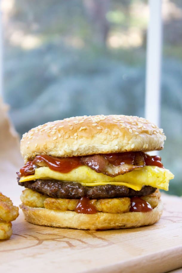 Carl's Jr. Breakfast Burger (Copycat) Dinner, then Dessert