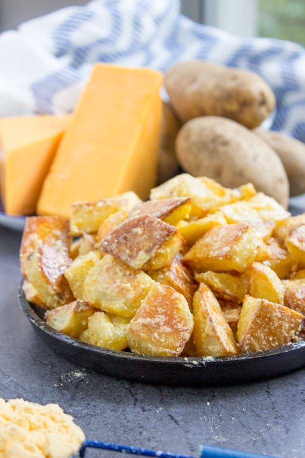 Cheddar and Sour Cream Roasted Potatoes Dinner, then Dessert