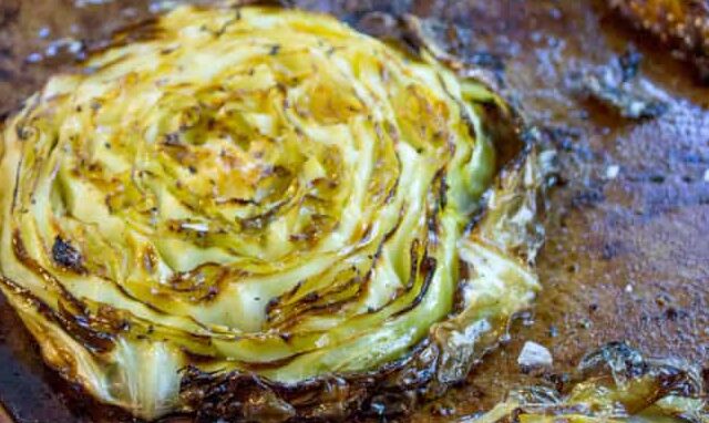 Cabbage Steaks on a pan