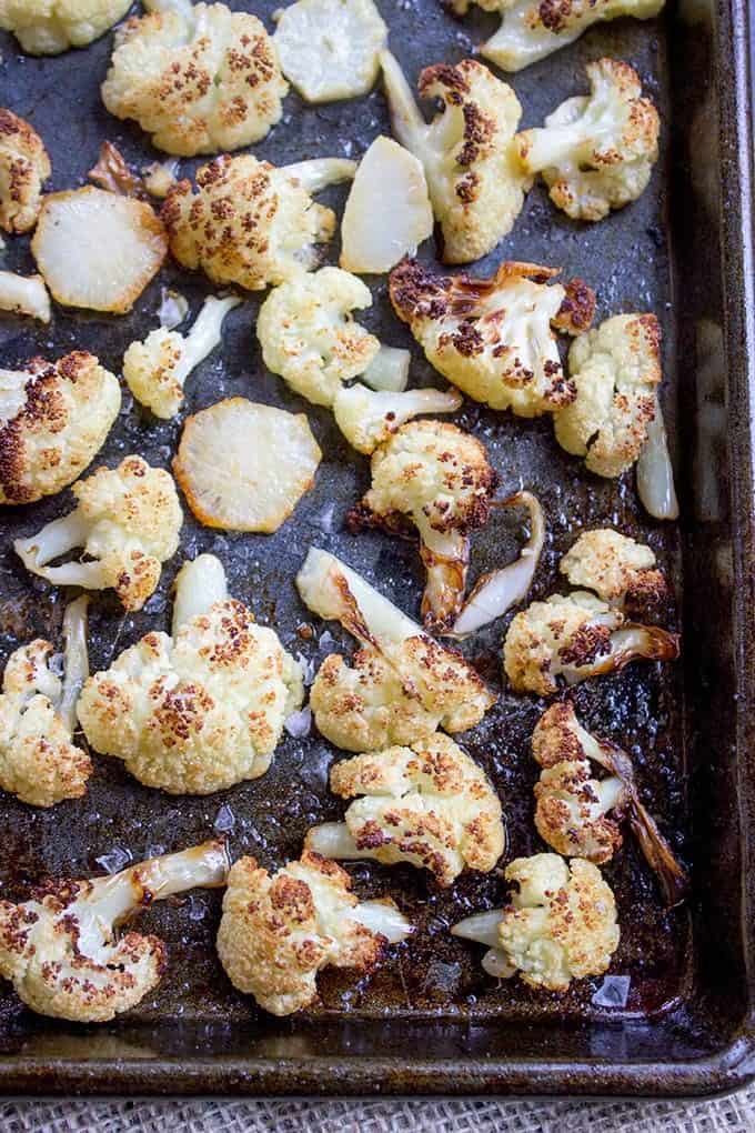 Roasted Cauliflower on baking sheet