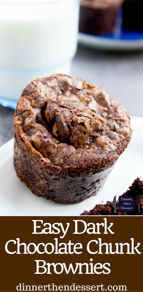 Easy Dark Chocolate Chunk Brownies that take just a few minutes to prep and have a deep chocolate flavor with rich dark chocolate chunks.