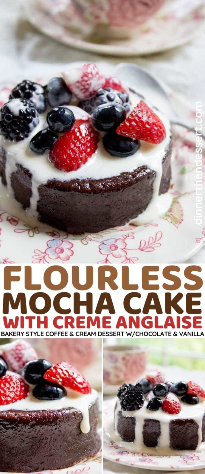 Flourless Mocha Cake with Creme Anglaise Collage