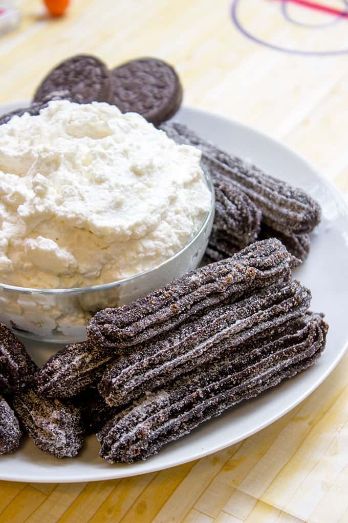 Oreo Churros are crispy, tender, perfectly chocolate-y and perfectly paired with Oreo filling whipped cream dip for dunking. The viral recipe made easy.