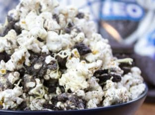 Oreo Popcorn needs only 3 ingredients and just a few minutes to make. It's guaranteed to make movie night a hit!