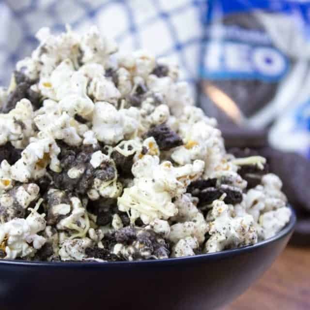 Oreo Popcorn needs only 3 ingredients and just a few minutes to make. It's guaranteed to make movie night a hit!