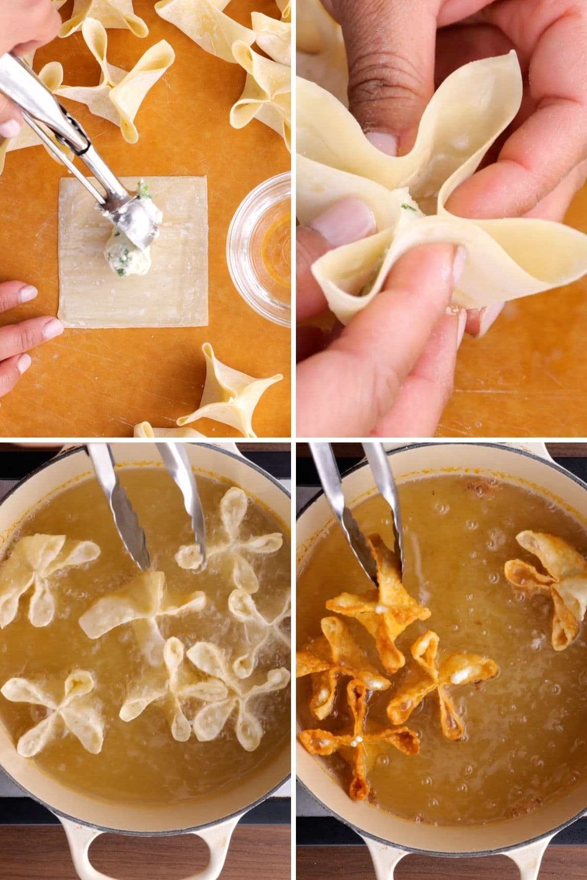 Panda Express Cream Cheese Rangoon Collage of prep steps