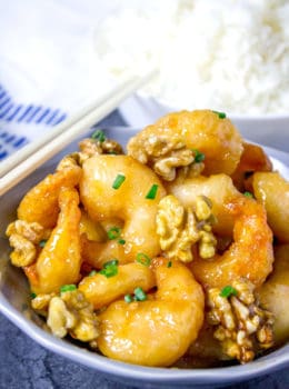 Panda Express Honey Walnut Shrimp are fried with a tempura batter and quickly tossed in a honey sauce and sweetened walnuts.