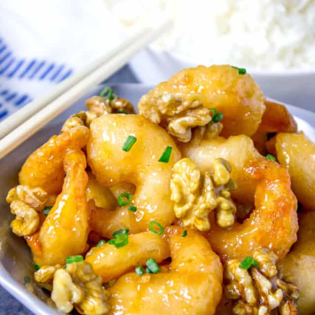 Panda Express Honey Walnut Shrimp are fried with a tempura batter and quickly tossed in a honey sauce and sweetened walnuts.