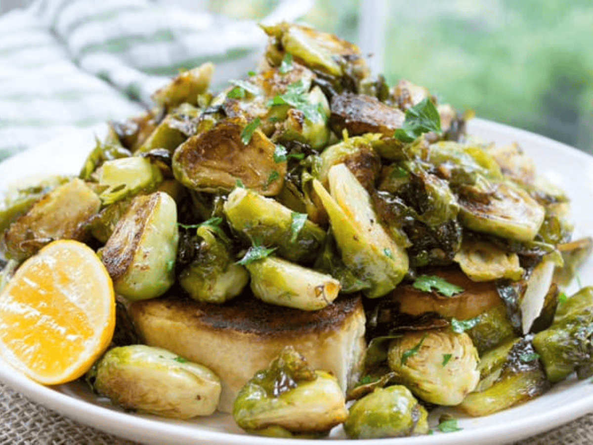 Brussels on a white plate with lemon