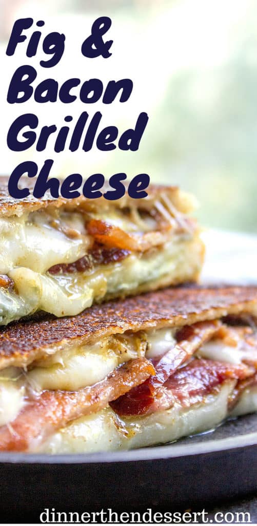 Fig and Bacon Grilled Cheese, otherwise known as The Figgy Piggy is a grilled cheese sandwich with homemade fig spread, bleu cheese, provolone and thick cut bacon. ArtesanoBread AD