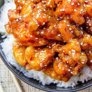 General Tso's Chicken is a favorite Chinese food takeout choice that is sweet and slightly spicy with a kick from garlic and ginger.