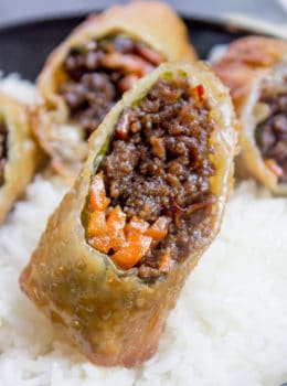 Korean Ground Beef Egg Rolls made with just a few ingredients are a great party food and perfect use of leftovers!