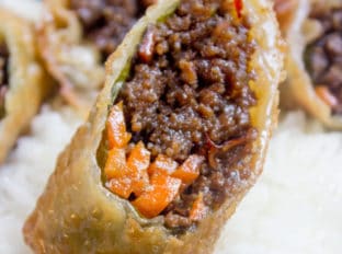 Korean Ground Beef Egg Rolls made with just a few ingredients are a great party food and perfect use of leftovers!
