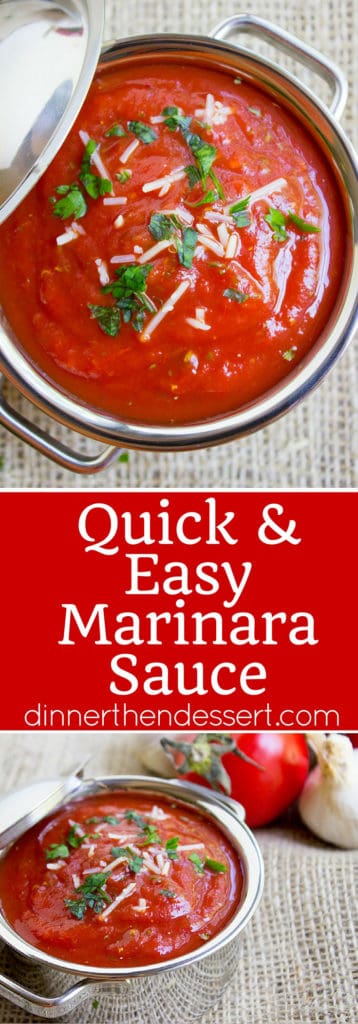 Quick and Easy Marinara Sauce, perfect for your favorite Italian meal. Done in as little as 15 minutes but perfect in 40. Five different add in options for more flavors!
