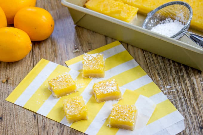 Trader Joe's Classic Lemon Bars have a crispy buttery crust with a sweet and sour lemon filling.