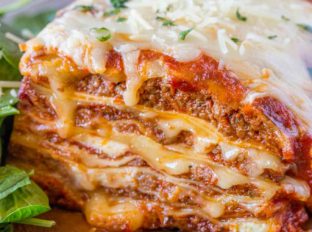 Meat Lasagna on plate.