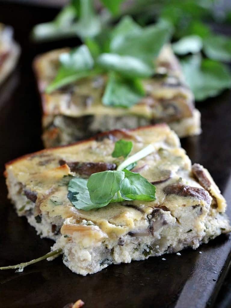 Mushroom Feta Crustless Quiche Dinner, then Dessert