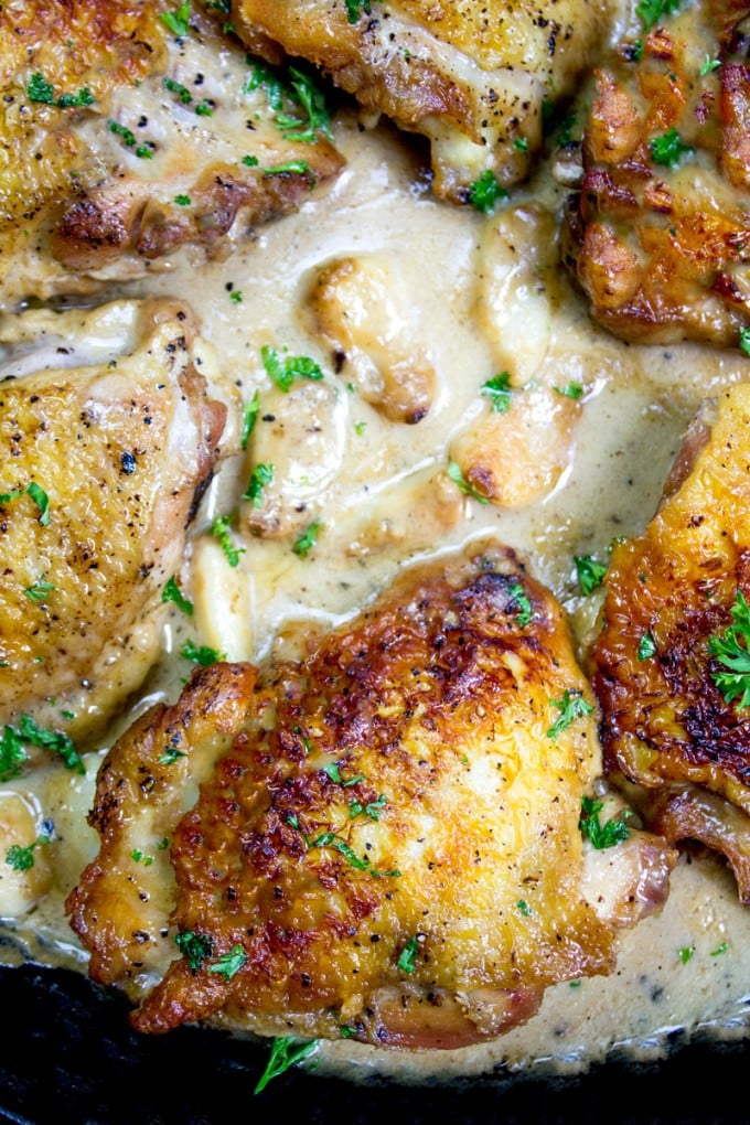 Chicken with 40 Cloves of Garlic sounds overwhelming but instead it is a deliciously mellow garlic with a creamy white wine sauce you'll want every day!