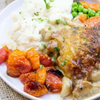 plate of chicken and veggies