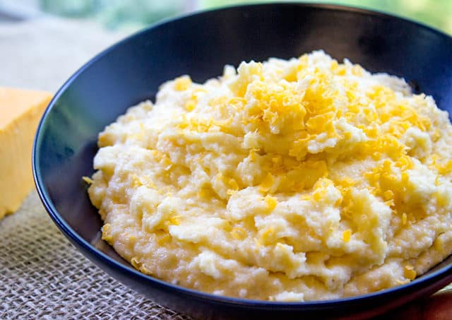 bowl of polenta with cheese