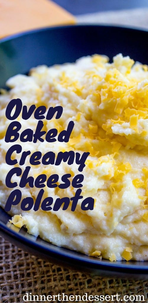 Oven Baked Creamy Cheese Polenta made with just four ingredients and none of the danger associated with boiling, bubbling hot polenta on the stove you have to keep stirring!
