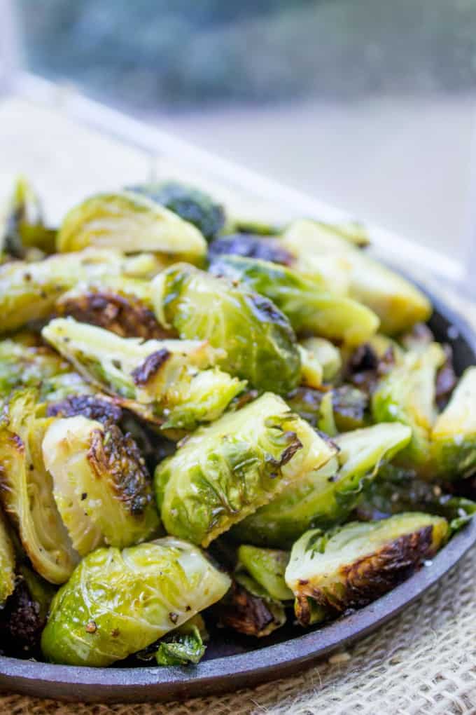 Oven Roasted Brussels Sprouts are an easy side dish for your favorite weeknight meal and they're delicious enough that everyone will be fighting over the last helping.