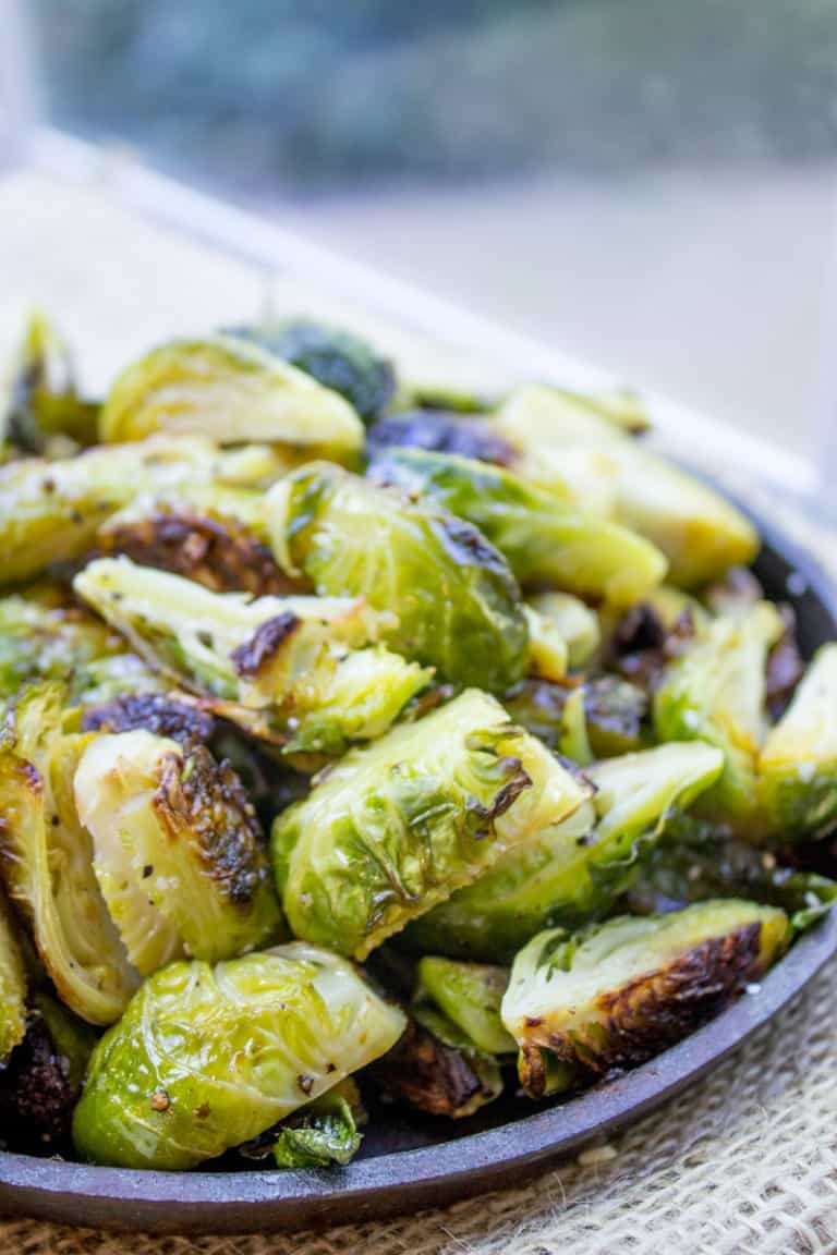 Cooked sprouts in a skillet