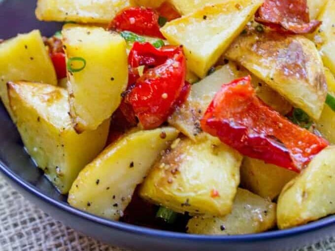 Roasted Potato Salad with Dijon Vinaigrette in bowl 1x1