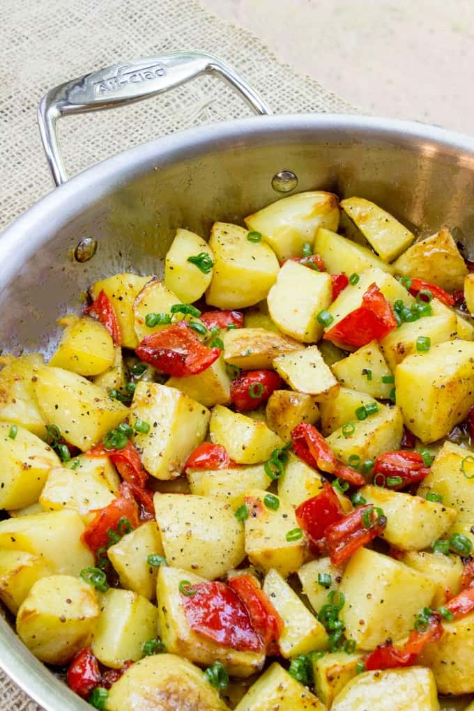 Roasted Potato Salad with Dijon Vinaigrette is the perfect summery side dish to you BBQ menu with just five ingredients!
