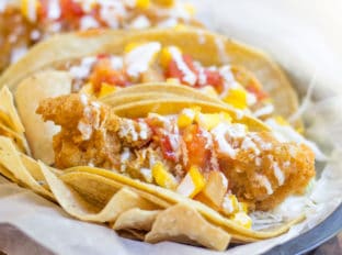Beer Battered Crispy Fish Tacos with Mango Habanero Salsa are crunchy, fresh, sweet and spicy. A breeze to make and perfect for the summer!