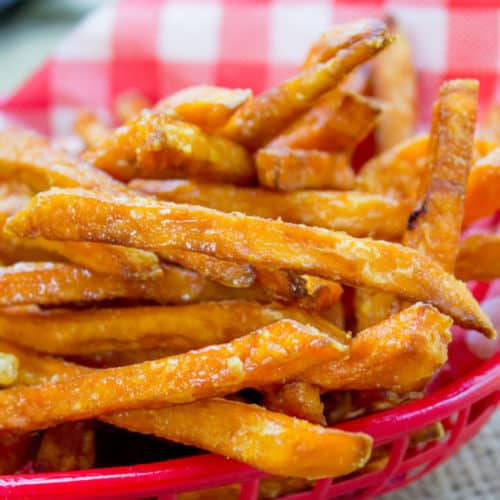Fries in a red basket