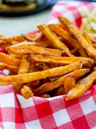 potato sweet fries crispy french fried deep recipe homemade oven baked dessert dinnerthendessert dinner sides serving fryer basket air