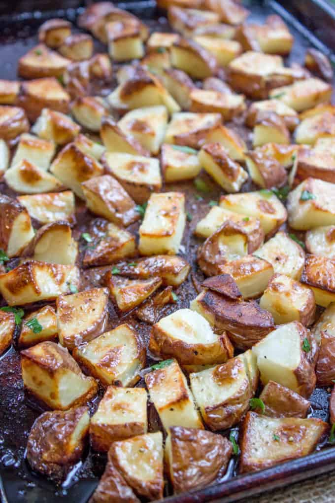 Roasted Red Potatoes garnished with fresh parsley